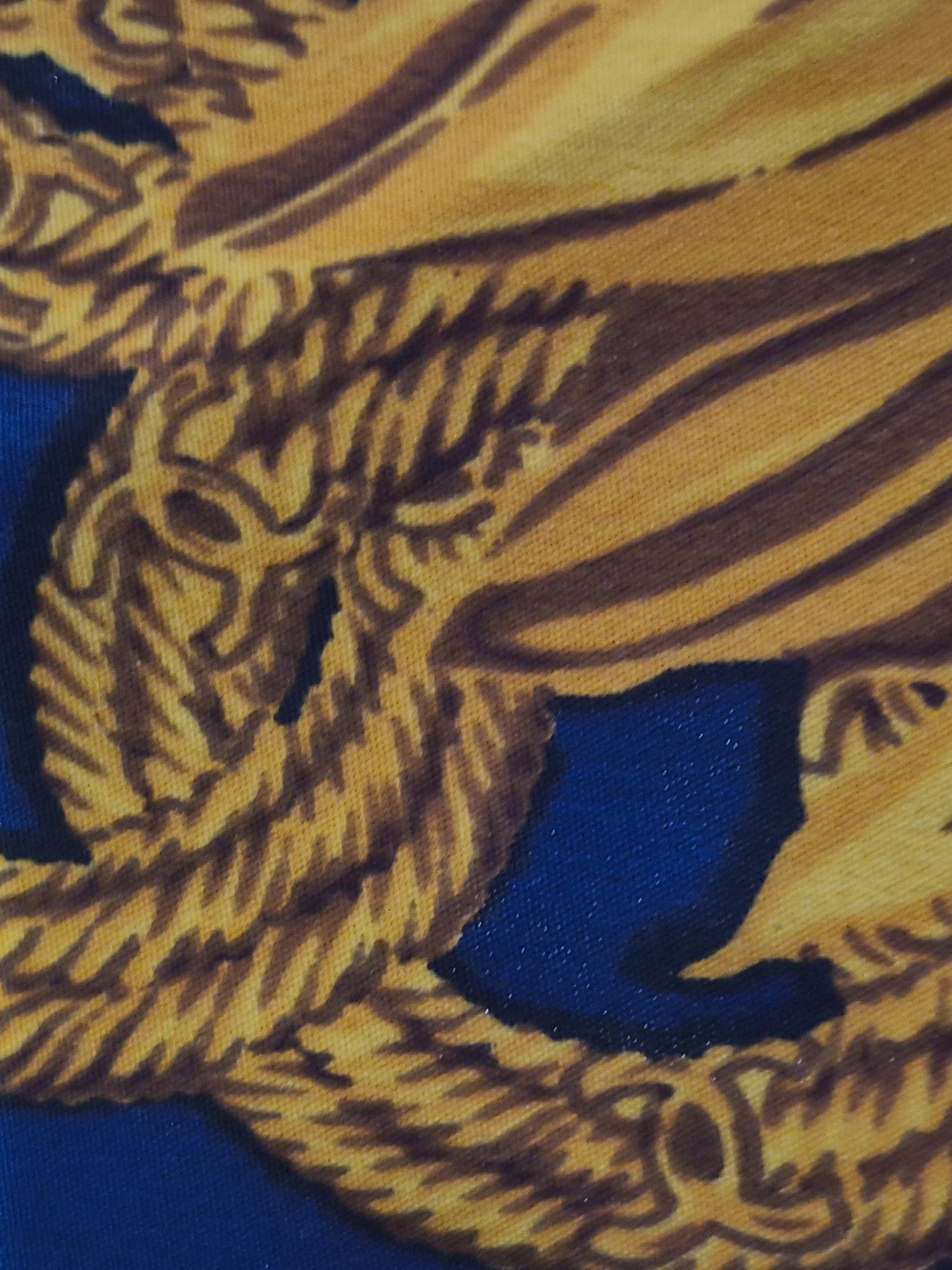 CHANEL Navy Silk Scarf with Yellow Sunflower And Wheat Motif - Picture 6 of 10